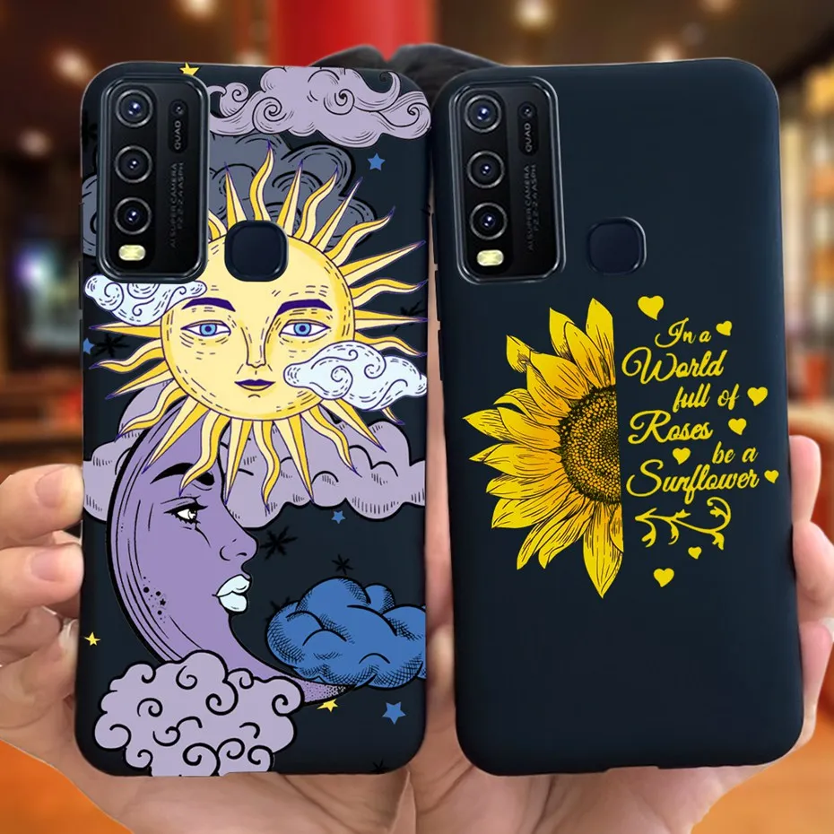 Funda de silicona con leche y flores bonitas a la moda para Vivo Y30 1938 Y50 1935, funda de teléfono de TPU suave negra para Vivo Y 30 50 Y30 2020 - imagen 4
