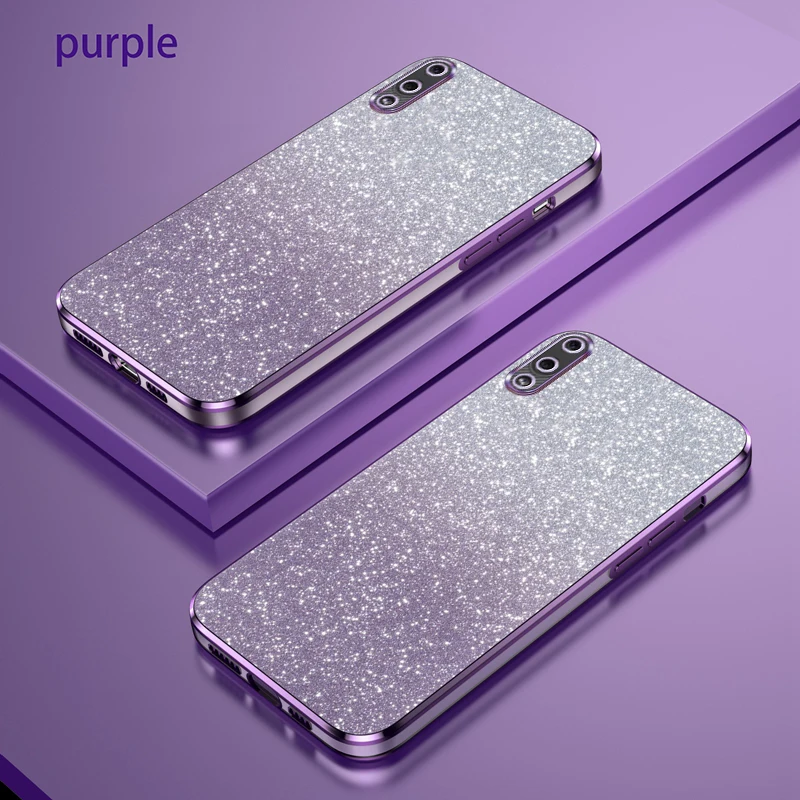 Para Samsung A02 Funda Galaxy M02 Funda de teléfono SM-A022F SM-A022M Funda trasera de silicona con brillo degradado de lujo