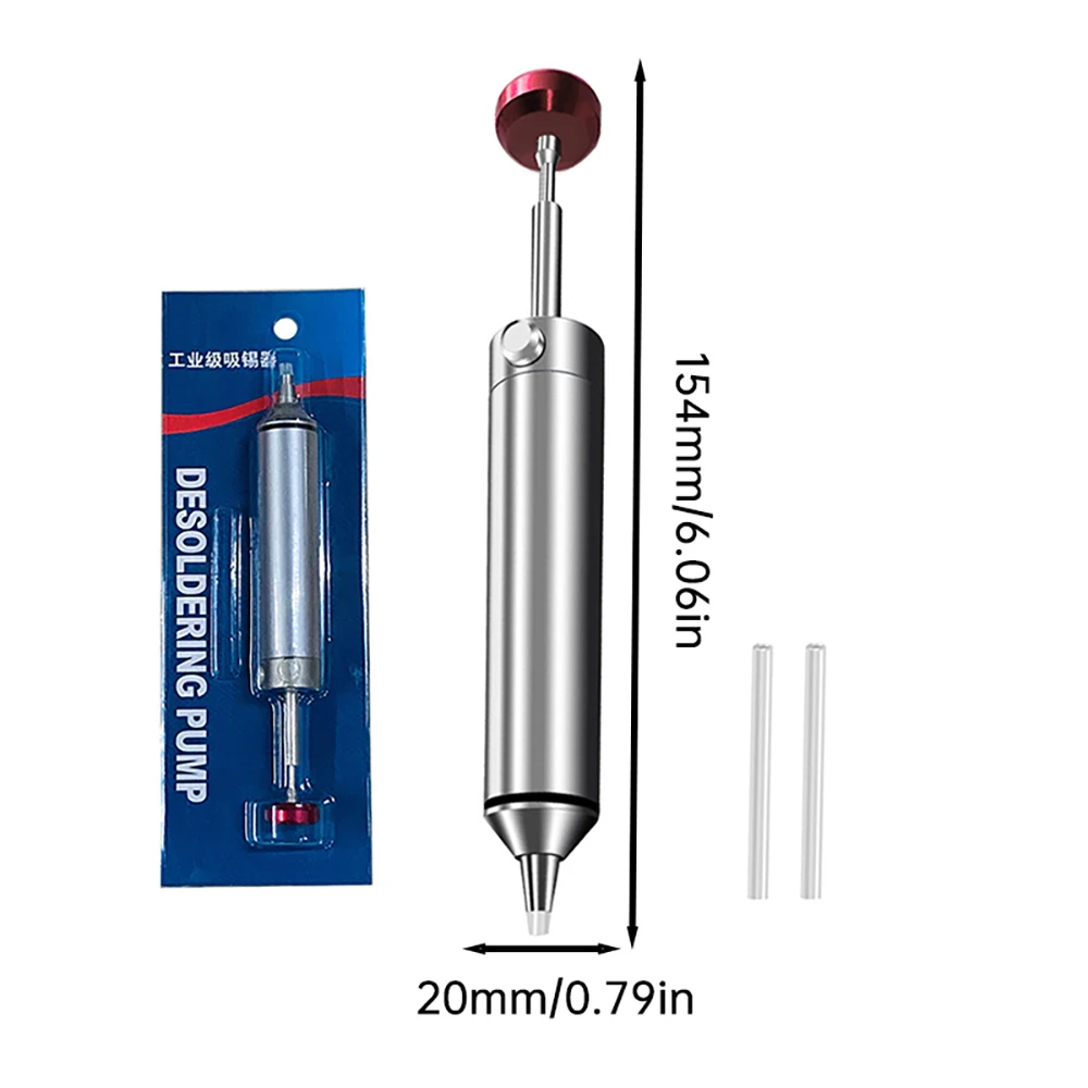 Ventosa de soldadura sin obstrucciones, bomba para desoldar para quitar soldadura con boquilla de succión de silicona resistente al calor reemplazable