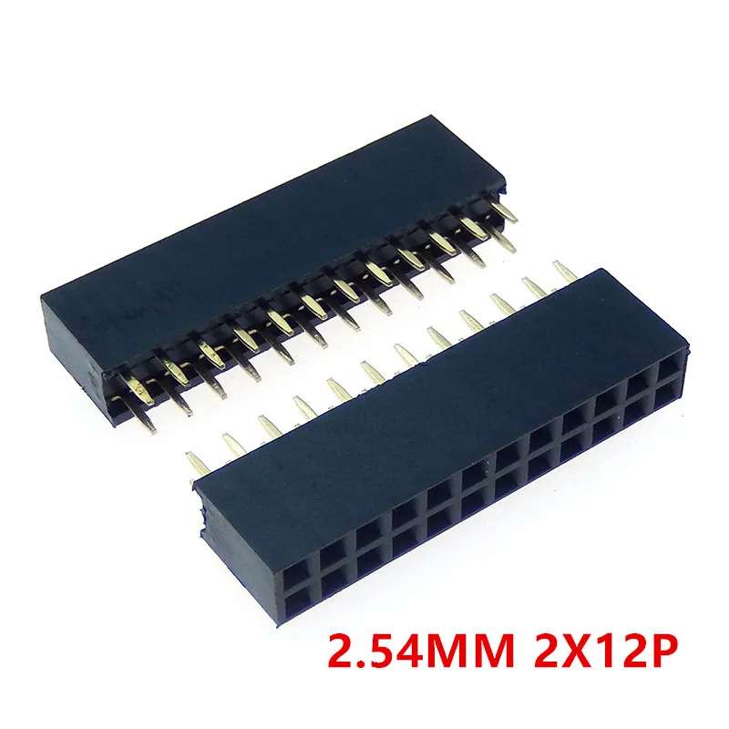 10 Uds 24P 2*12pin hembra doble fila recta 24Pin paso 2,54mm 2X12P conector de tira de cabezal de aguja - imagen 2