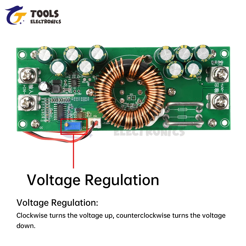 Módulo convertidor Buck de 1500W y 1200W, voltaje ajustable, módulo reductor de DC-DC de alta potencia con rectificación de sincronización - imagen 4
