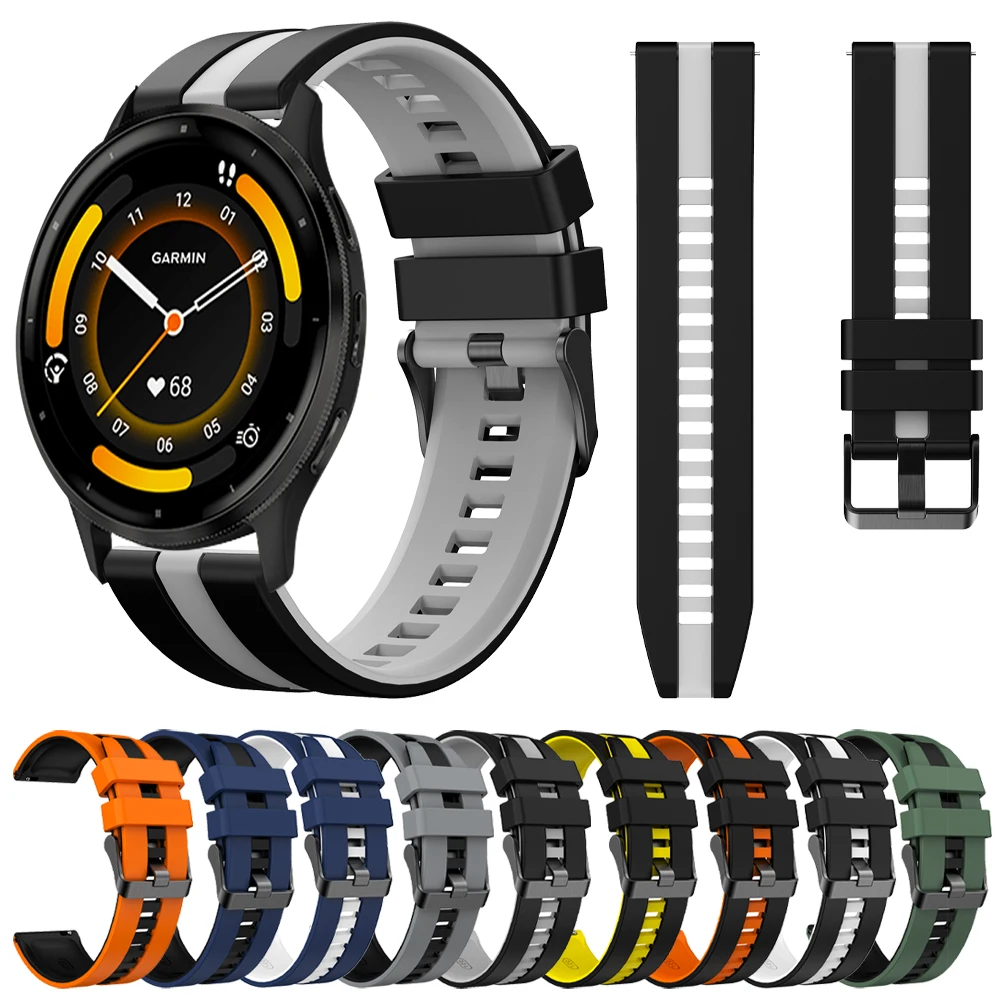 Correa de reloj de 20mm y 22mm para Garmin Venu 3 Venu2 Plus/Sq vivoactive 5 4 Band Forerunner 265 255, pulseras de silicona - imagen 2
