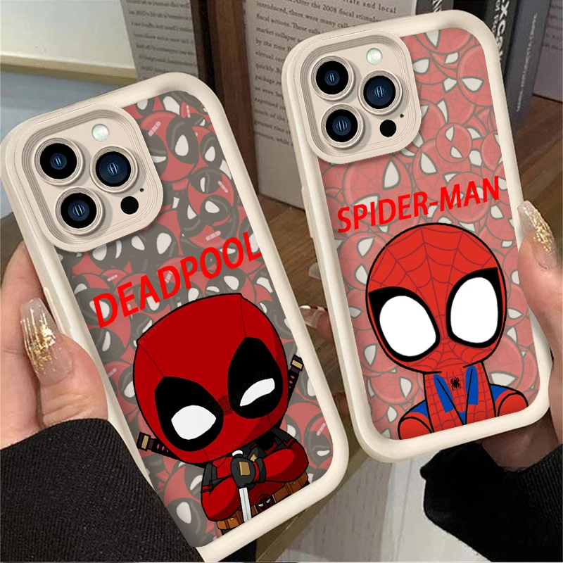Funda de teléfono Marvel Cute Deadpool Spider-Man para iPhone 17 Air 16 16E 15 14 13 12 11 Pro Max X XS X S Max XR SE 2020 SE4 7 8 - imagen 2
