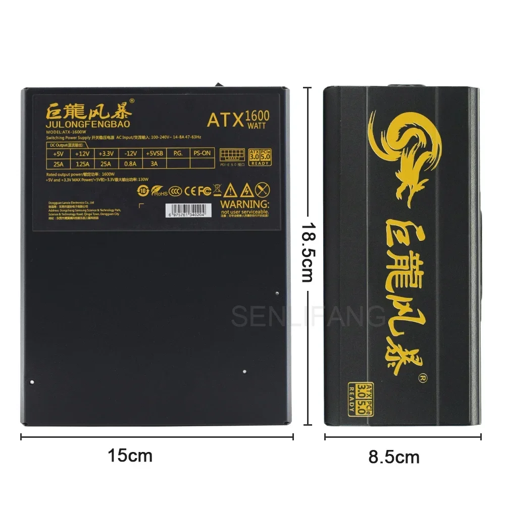 Fuente de alimentación ATX 1600 para PC, ventilador de 14MM, 3,0 W, compatible con CPU Dual, PSU, profesional, para videojuegos y deportes electrónicos, PCIe 5,0 - imagen 4