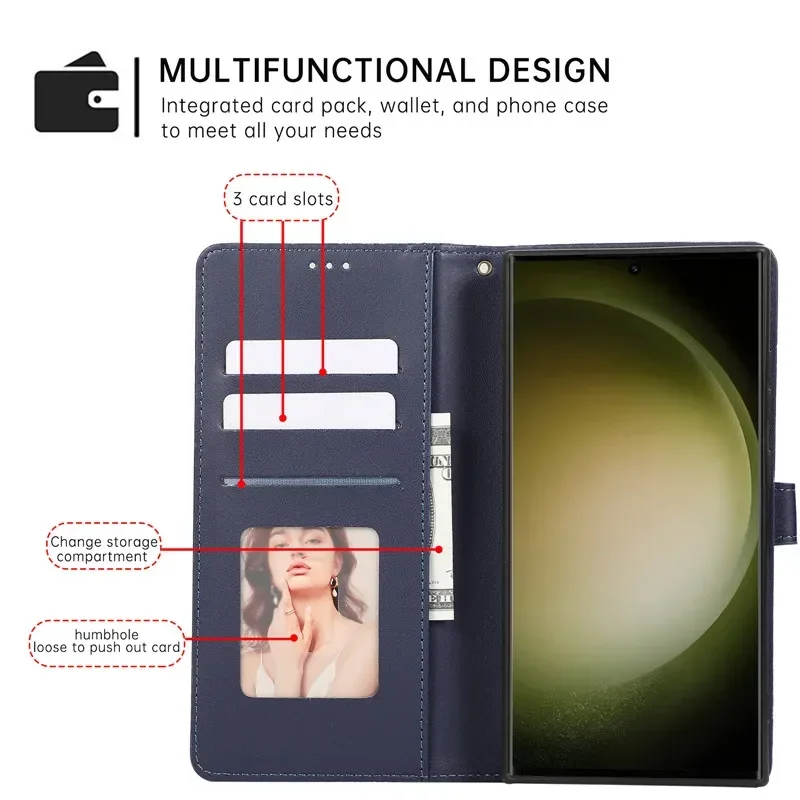 Funda de cuero de lujo para teléfono con tarjetas, billetera para IPhone 16, 15, 14, 13, 12 Pro Max Plus SE 4, SE4, 16Pro, 15Pro, funda con soporte abatible - imagen 3