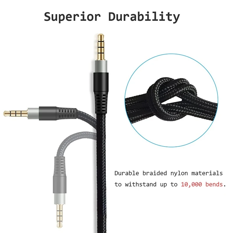 Cable extensión Aux 3,5mm repuesto trenzado nailon para Cloud Mix, auriculares para juegos S, 1 ud. - imagen 4