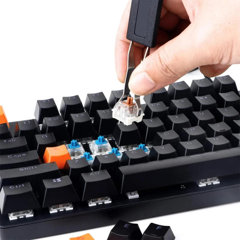 Extractor de teclas, herramienta de extracción de teclas de acero inoxidable con 2 uds., cepillo de limpieza de teclado para teclado mecánico - imagen 2