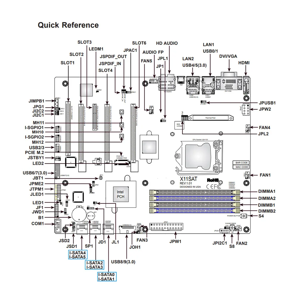 Placa base X11SAT para estación de trabajo Supermicro ATX Intel C236 LGA-1151 DDR4 E3-1200 v6/v5 6a/7a generación Core i3/i5/i7 Series - imagen 3