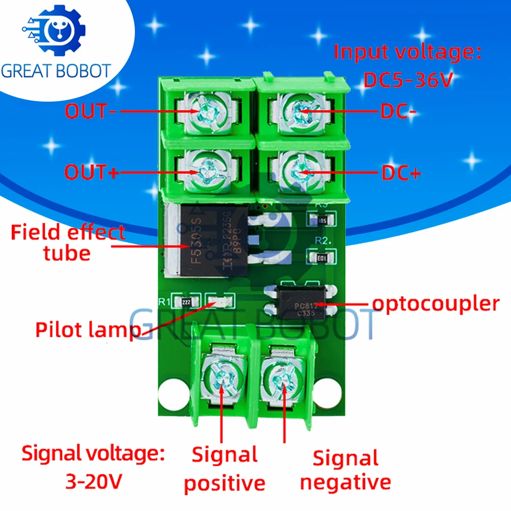 Tablero de control electrónico: módulo de interruptor activado con optoacoplador MOSFET controlado por CC
