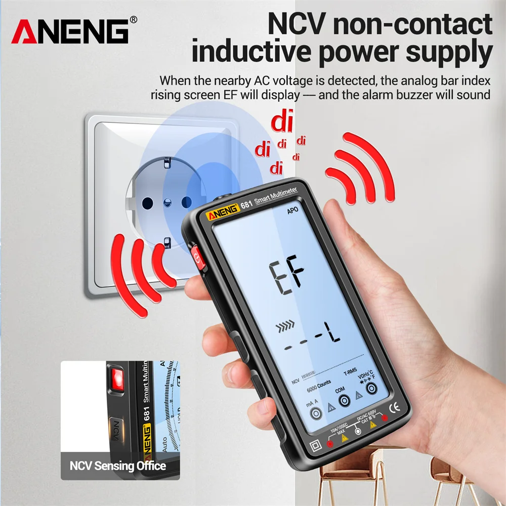 Multímetro inteligente profesional voltaje CA/CC corriente recargable sin contacto multímetro Digital pantalla LCD probador de corriente - imagen 5
