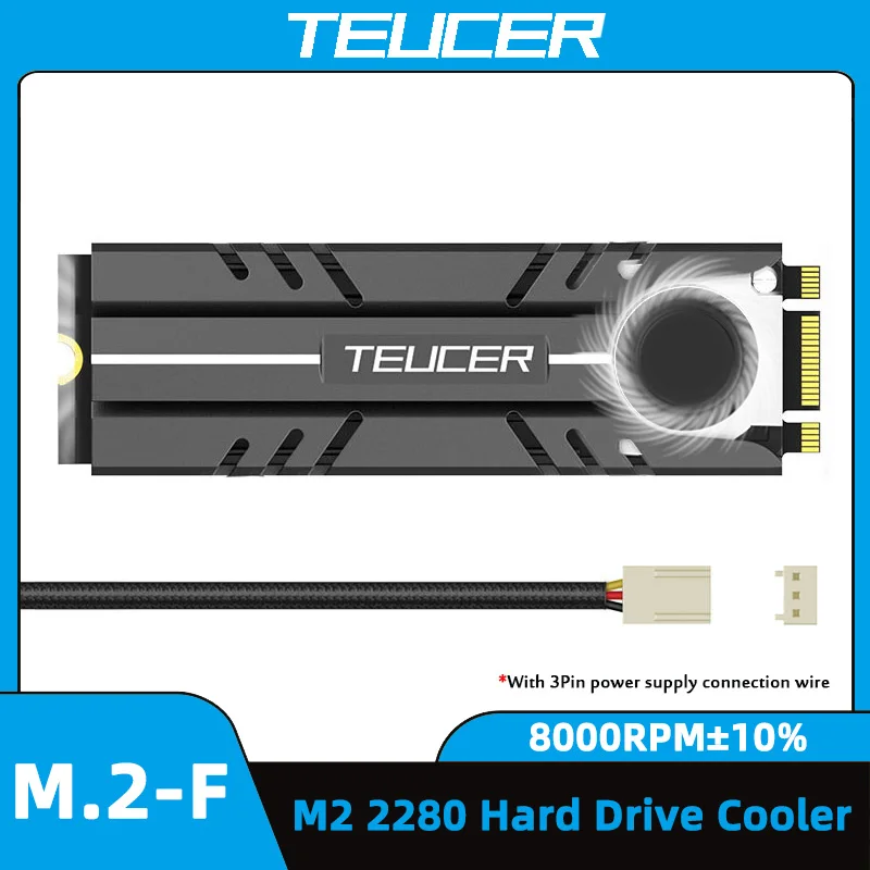 Disipador de calor TEUCER 2280 SSD, radiador M.2 NVME, enfriador de circulación de aire, radiador eficiente para PC con almohadilla térmica de silicona