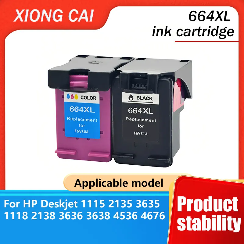 Adecuado para cartuchos de tinta HP 664XL con tinta recargable 1115 2135 3635 1118 2138 3636 3638 4536 4676 cartuchos de tinta para impresora