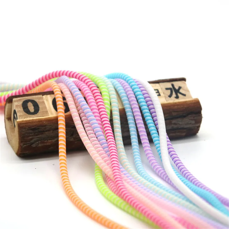 100 개 1.4M 다채로운 나선형 충전기 케이블 코드 보호기 범용 데이터 라인 장식 와인더, 아이폰 삼성 화웨이 샤오미 - imagen 4