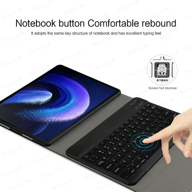 Funda con teclado inalámbrico magnético para Lenovo Xiaoxin Pad 2024, funda para tableta de 11 pulgadas con teclado Bluetooth, Teclado español ruso - imagen 4