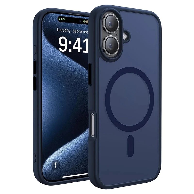 Funda magnética translúcida mate a prueba de golpes para iPhone 17 16 15 14 13 12 11 Pro Max Plus para cubierta de carga inalámbrica Magsafe