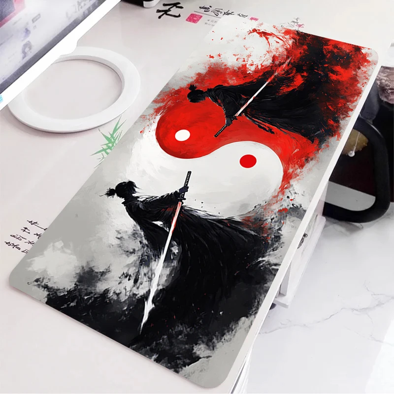 Alfombrilla de escritorio en blanco y negro, impresión HD, pintura de lavado de tinta, alfombrilla de ratón para ordenador portátil, accesorios para Pc, alfombrilla para ratón para juegos, alfombrillas de teclado de Anime - imagen 2