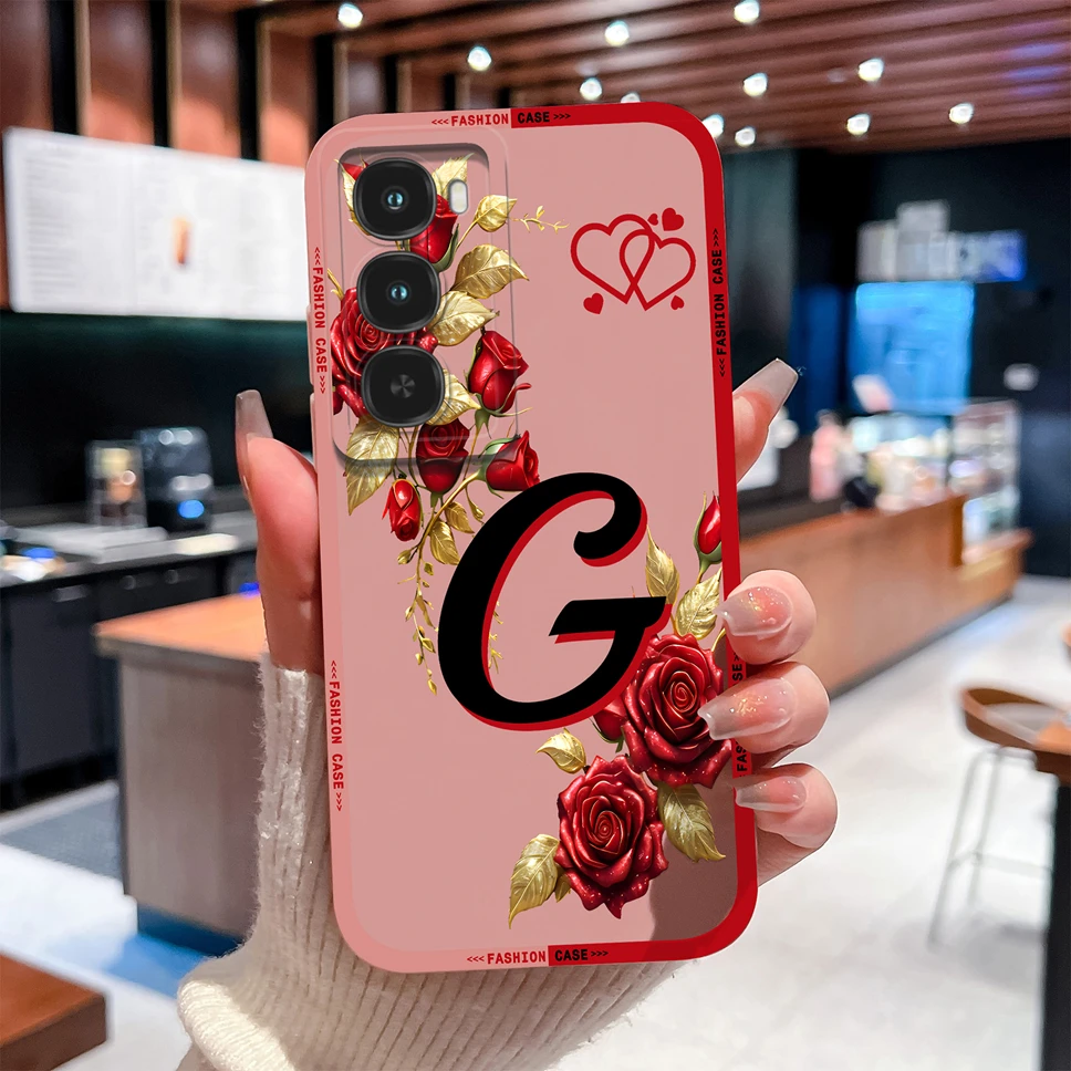 Para itel City 100 Funda de teléfono suave silicona líquida romántica Rosa letras parachoques para itel City100 protección completa Funda anticaída - imagen 4