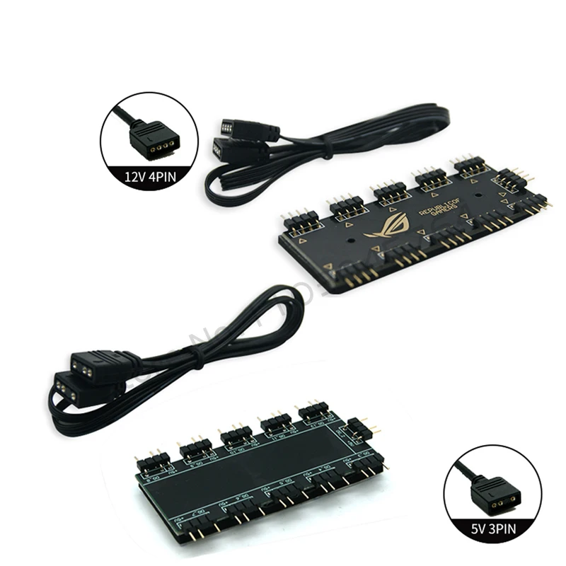 Divisor de sincronización RGB de placa base, Cable de extensión de transferencia de concentrador de sincronización ARGB RGB/5V 3 pines de 12V 4 pines para M/B ASUS GIGABYTE MSI - imagen 5