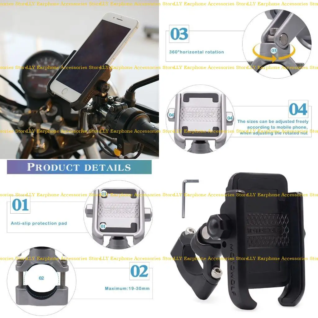 Soporte teléfono bicicleta 462E 360 ° Vista teléfono Bicicleta para soporte para teléfonos inteligentes prueba