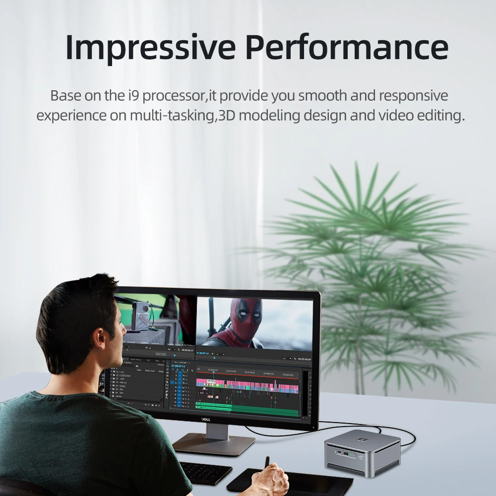 Mini PC i9-9880H, 8 núcleos, 16 hilos, 16GB/32GB, DDR4, 512GB/1000GB, M.2, NVMe, SSD, 4K, 60Hz, WiFi de doble banda, Windows 10 - imagen 5