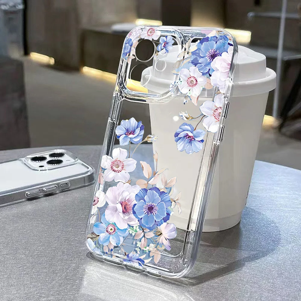 Funda de teléfono con flores para Samsung Galaxy A56 5G A36 A26 A16 A55 A15 A35 A34 A33 A54 A53 A52s A25 A14 A13 A06 A05s A05 funda suave de TPU - imagen 2