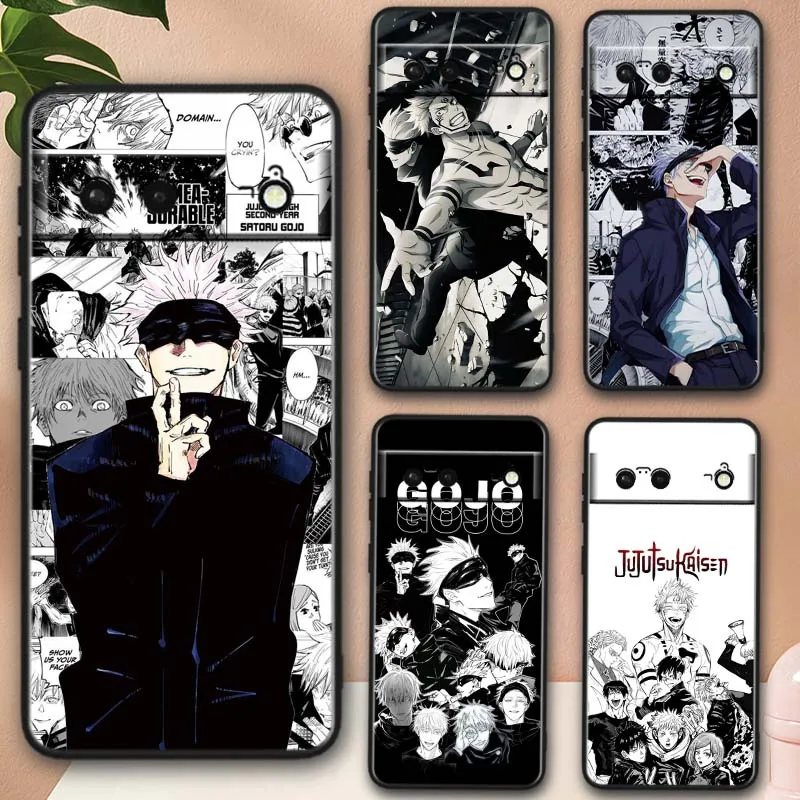 Gojo Satoru Anime funda para Google Pixel 10 9 8 7 9a 8A 7a 6a XL Pro 5G funda de teléfono negra