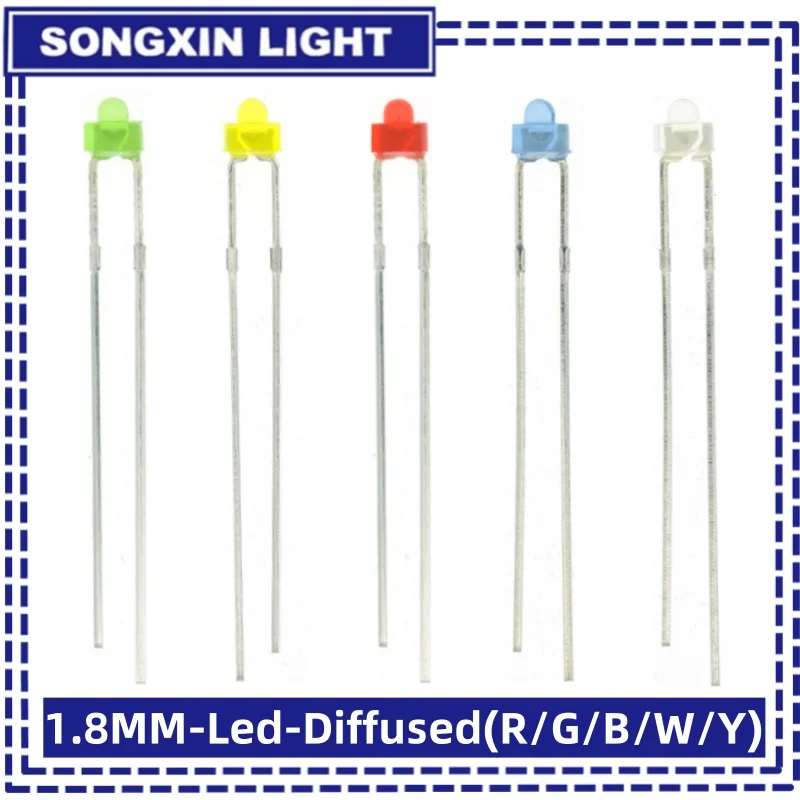 Kit surtido de diodos de luz LED difusa, componentes verde, azul, blanco, amarillo y rojo, bricolaje, nuevo y Original, 100mm, lote de 1,8 unidades