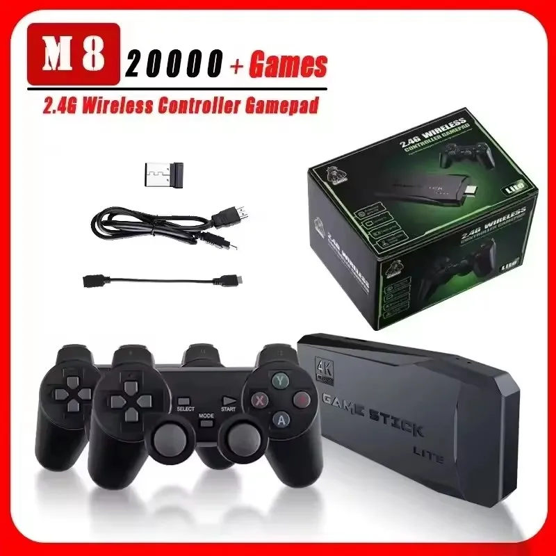 Consola de juegos M8 integrada 20000 + juego 64GB controlador inalámbrico para dos personas 2,4G Stick 4K HD GBA Video regalo de Navidad para niños - imagen 2