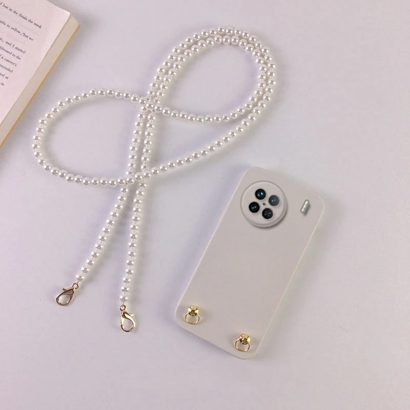 Para Honor X70 X9D bandolera perla cordón collar funda de teléfono para Honor X9D X 70 lente de cámara funda protectora trasera de silicona - imagen 2