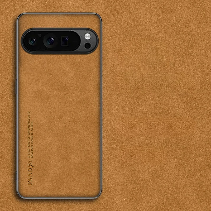 Funda de piel de oveja de lujo para Google Pixel 9 Pro XL 9A, Funda trasera Retro de negocios - imagen 4