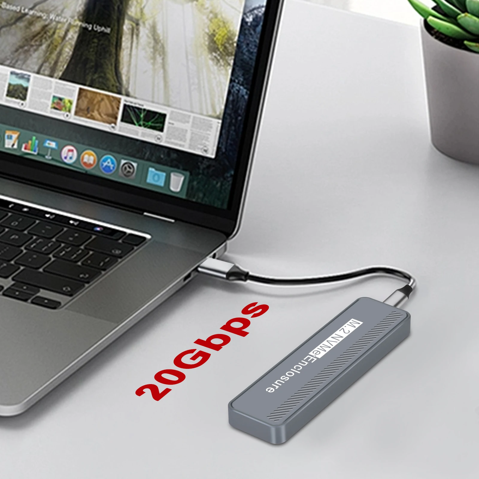 Carcasa de SSD USB3.2 M.2 NVMe, carcasa de SSD tipo C M2 PCIE, adaptador para M.2 NVME 2230, 2242, 2260, 2280 - imagen 2