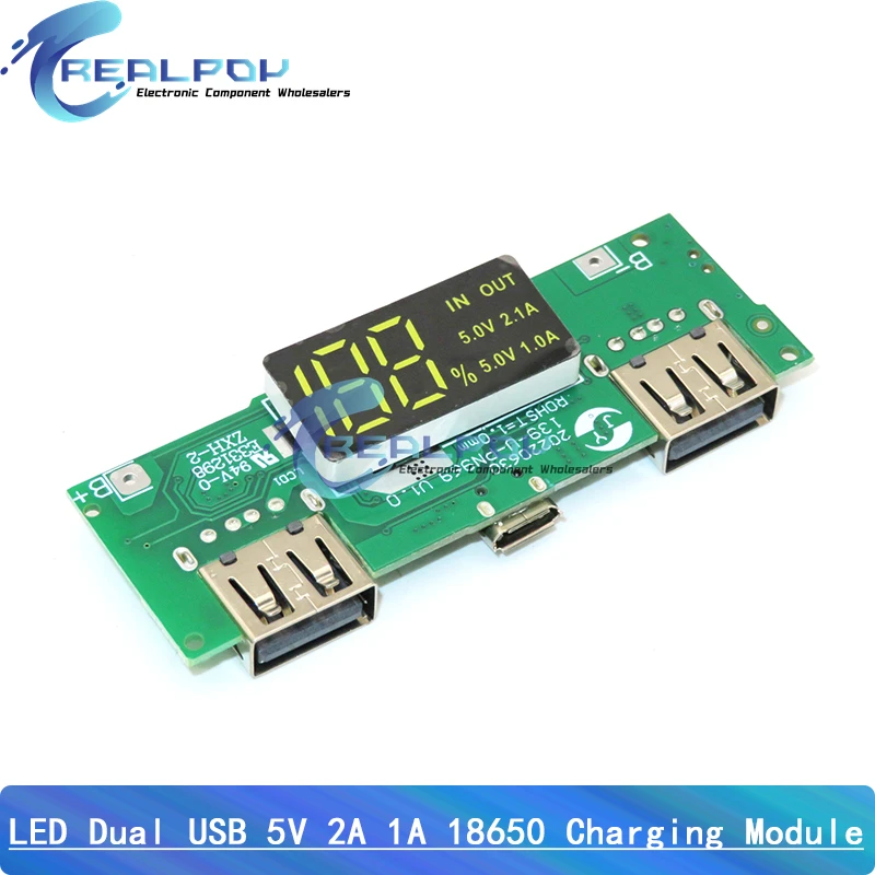 Placa de cargador de batería de litio LED USB Dual 5V 2.4A Micro/tipo-c USB banco de energía móvil 18650 módulo de carga protección de circuito - imagen 2