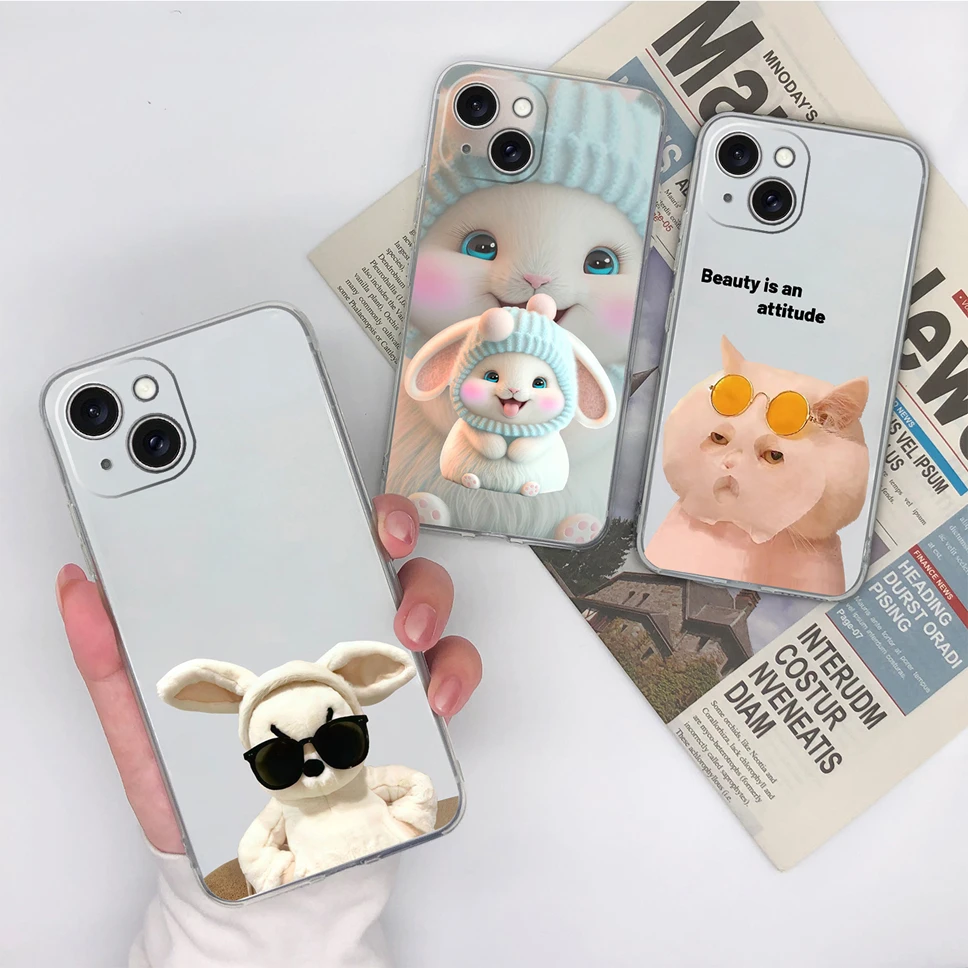 Para iPhone 15 Plus 15 Pro Max funda de moda estilo estético suave TPU cubierta de teléfono de silicona transparente para iPhone15 carcasa ligera