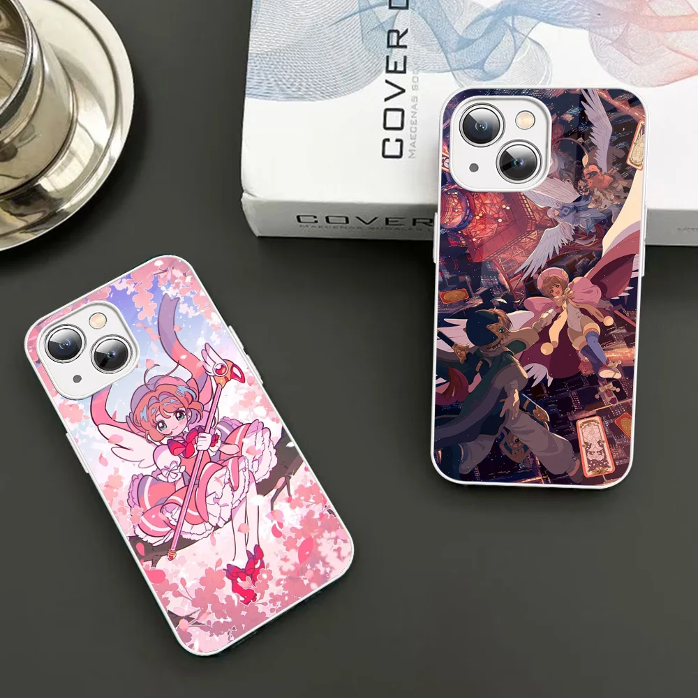 Funda de teléfono Card Captor de vidrio templado para Iphone 14 13 12 11 Pro Mini XS MAX 14Plus X XS XR Fundas