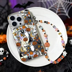 Funda con cadena de calabaza de Halloween de gato negro para Xiaomi Redmi 15 15C 12C A3 Mi 14T 13T 11 Lite Redmi Note 14s 4G 9s 9 Pro Ghost Cover