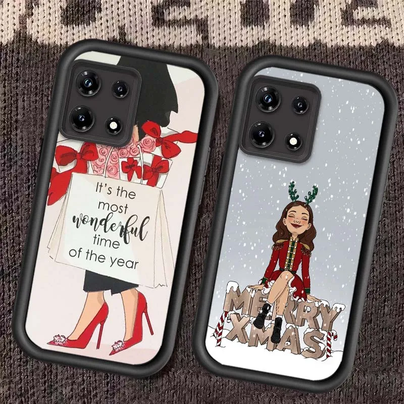 Patrón de Navidad para niñas para Infinix Tecno Pova Spark 3 4 5 6 Go 7 7T 10 10C 20 20C 30 30C Pro Plus Neo Eye escalera funda de teléfono