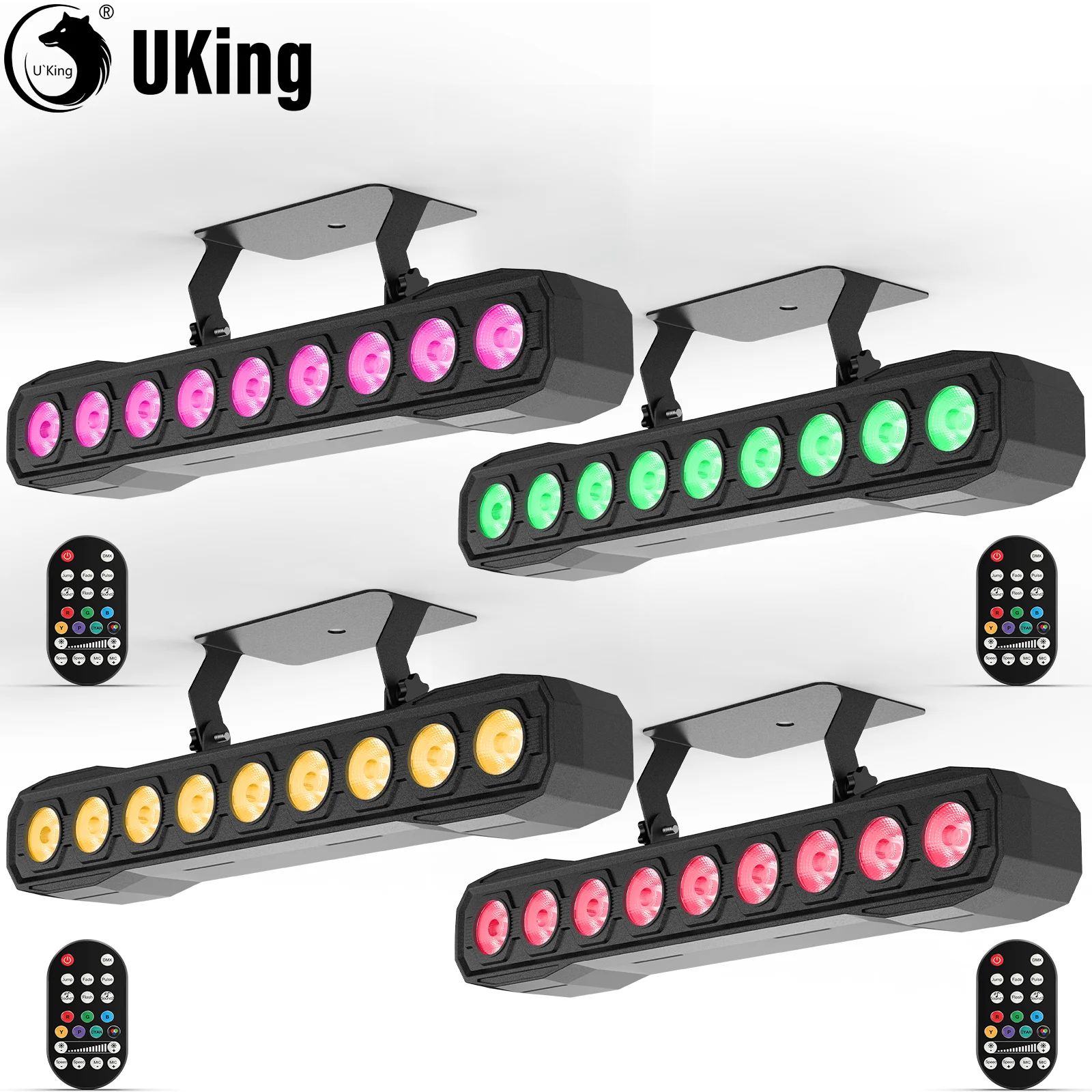 U'King 4 Uds 60W barra de luz de lavado de pared 9LED RGBW DJ barra de luz de escenario con Control remoto para fiesta de boda DJ discoteca eventos de iglesia