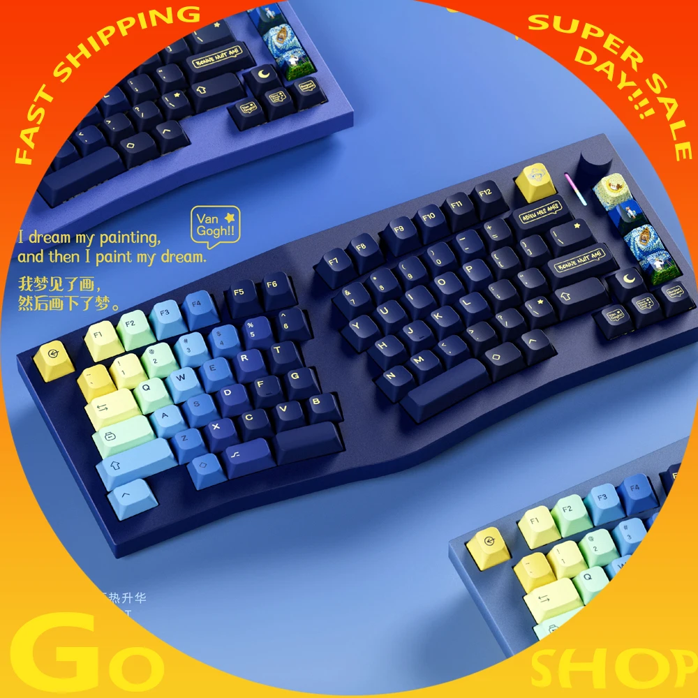Juego de teclas PBT de cielo estrellado FRONTIER personalizadas, teclas de Color de 152 teclas para teclado mecánico para juegos Cherry Profile MADE68, regalos