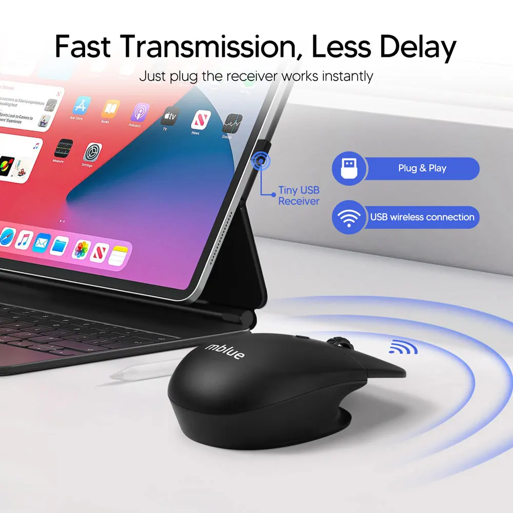 Ratón ligero inalámbrico MEIZU Mblue M203 2,4G, ergonómico, 1600DPI, 4 botones silenciosos, para ordenador, PC y portátil - imagen 5