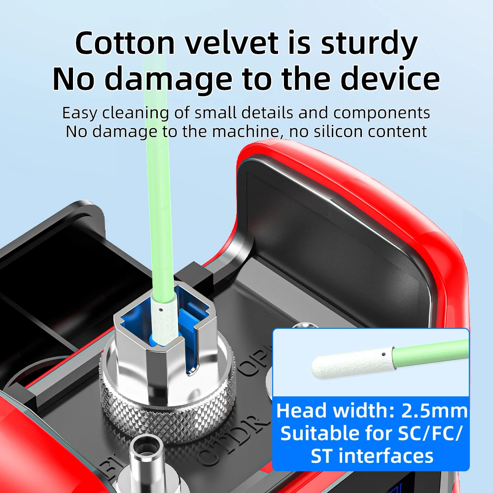 Varillas de limpieza de fibra óptica, hisopos de fibra óptica para conectores LC/SC/FC/ST de 1,25mm/2,5mm, herramienta FTTH de varilla de limpieza de fibra de 100 Uds. - imagen 5