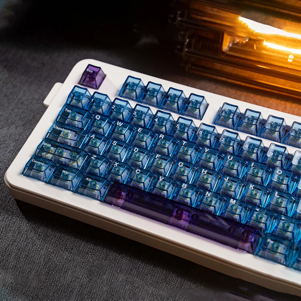Teclas transparentes con gradiente azul, 156 teclas, perfil de cereza, almohadilla UV, teclas transparentes con interruptores Mx, Teclado mecánico - imagen 4