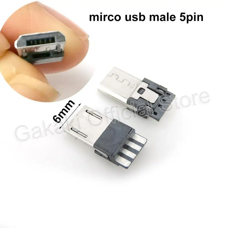 5 uds Micro USB 5PIN tipo soldadura conectores macho cargador 5P USB toma de carga trasera 4 en 1 - imagen 3
