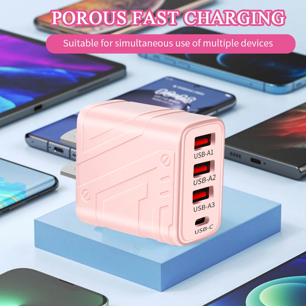 Adaptador de enchufe tipo C para móvil, carga superrápida de 40W, USB PD, 4 puertos, 3,0, UE/EE. UU., para iPhone 15, 14 Pro Max, Xiaomi, Samsung y Huawei - imagen 4