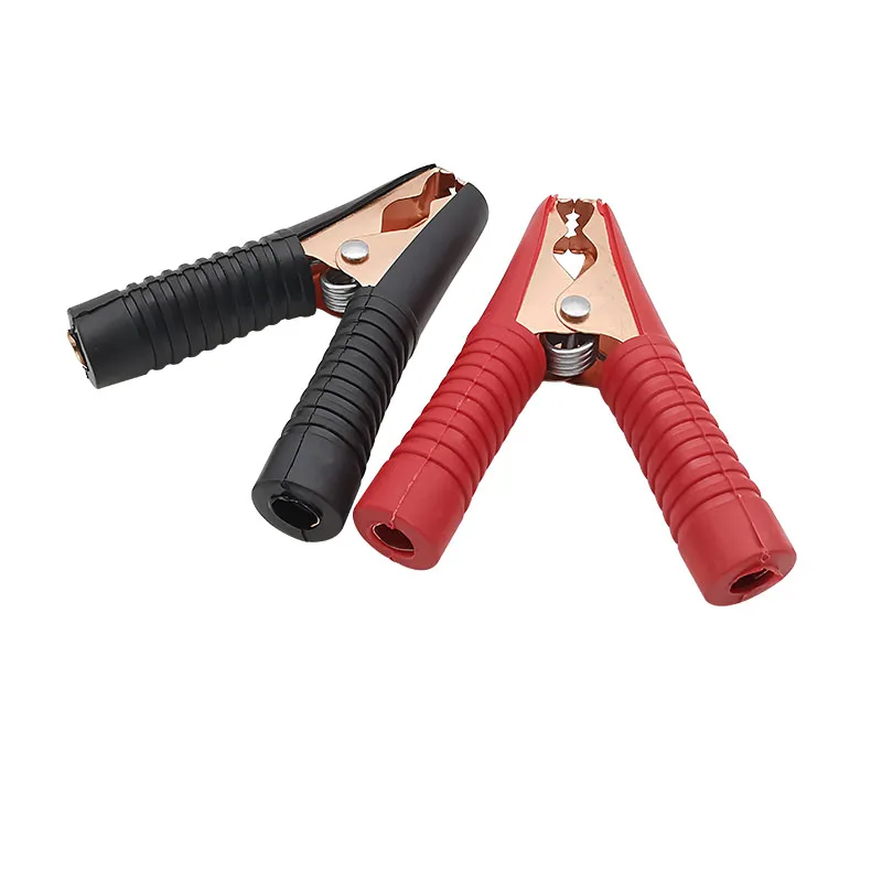 1 par de pinzas de cocodrilo 100A para prueba de batería de coche, pinzas de cocodrilo con funda de plástico roja y negra, longitud de 90mm - imagen 4