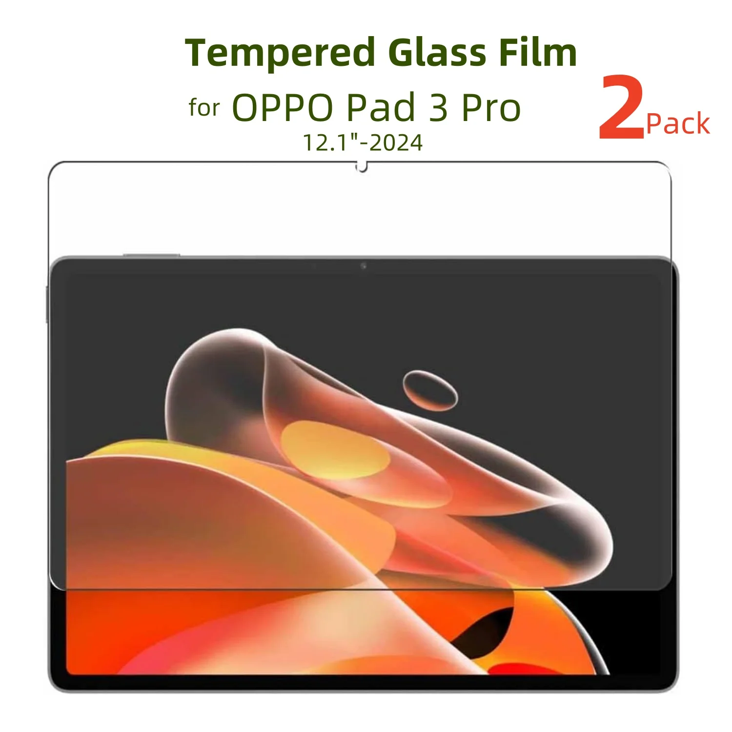 2 piezas de película de vidrio templado para OPPO Pad 3 Pro Protector de pantalla 12,1 pulgadas 2024 HD transparente antiarañazos dureza 9H 0,33mm protector de pantalla - imagen 2