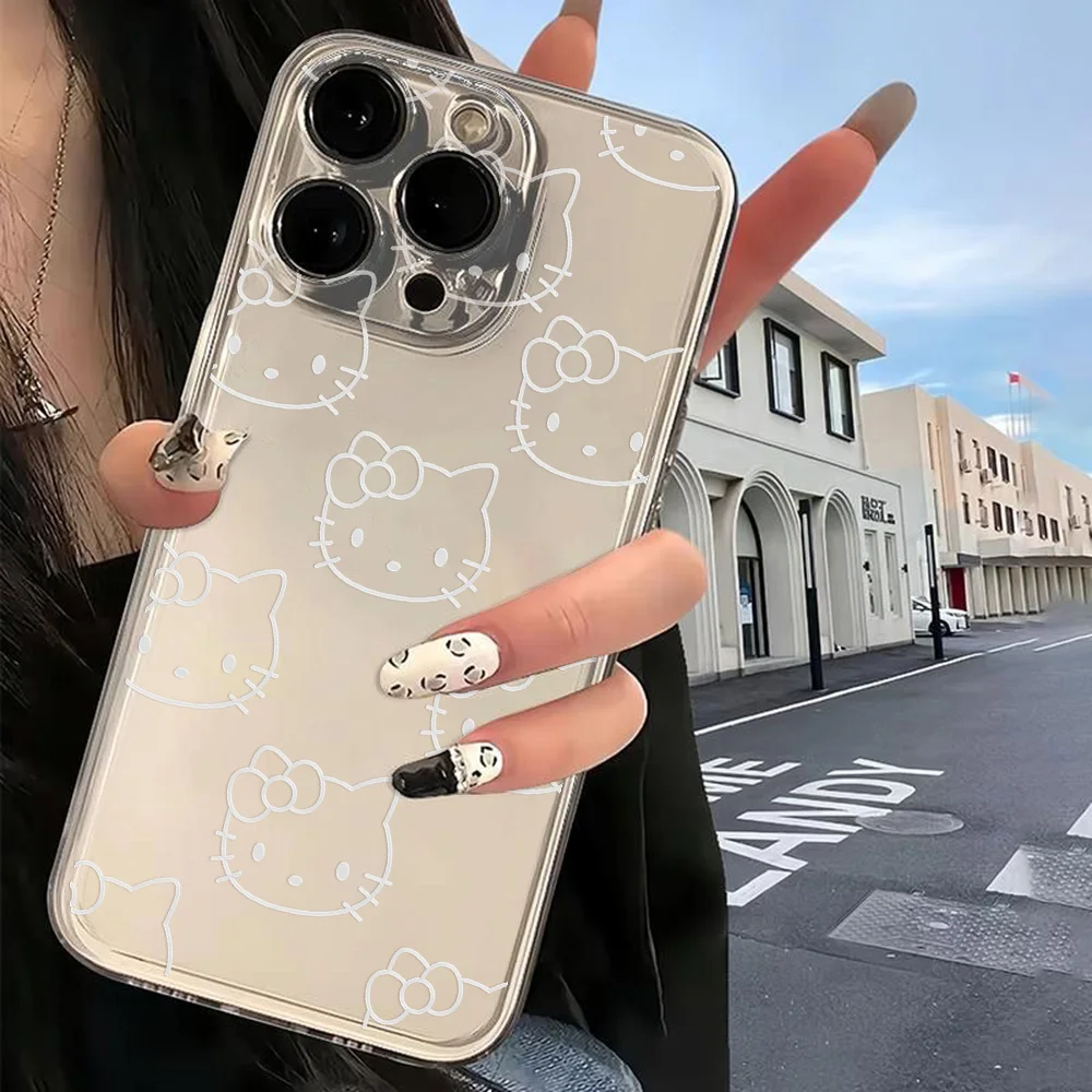 Funda transparente de Hello Kitty para móvil, carcasa sencilla y bonita para Samsung A73, A72, A71, A55, A52, A51, A50, A35, A33, A32, A31, A30, A24, A23, A22, A13, A12, 5G, regalo - imagen 2