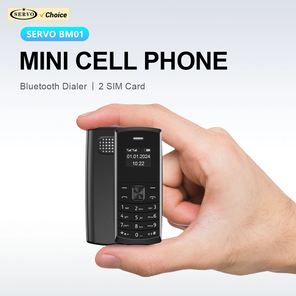 SERVO BM01 El teléfono móvil más pequeño 2 SIM en espera Voz mágica Velocidad Dial Bluetooth Grabación de llamadas Mini función de respaldo Teléfono