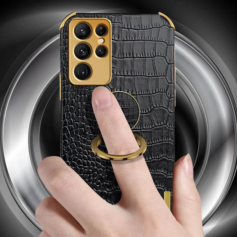 Funda de cuero con anillo magnético para Samsung S23 Ultra, cubierta suave a prueba de golpes para cámara Samsung Galaxy S23 Plus S 23 - imagen 5