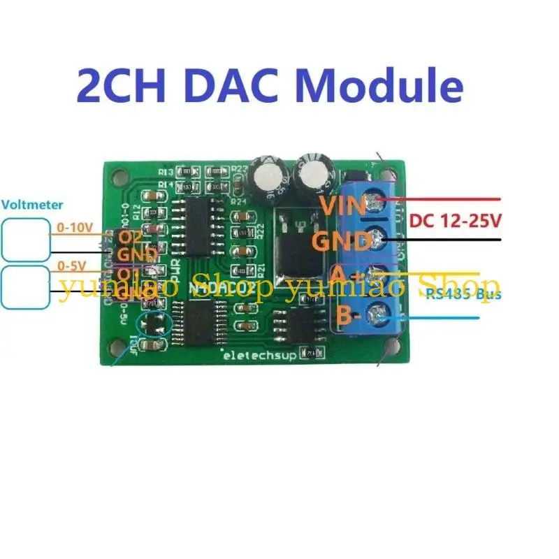587B N4DAC02 12V 24V 2CH 0-5V 0-10V PWM A Voltaje Convertidor analógico Módulo DAC RS485 - imagen 4