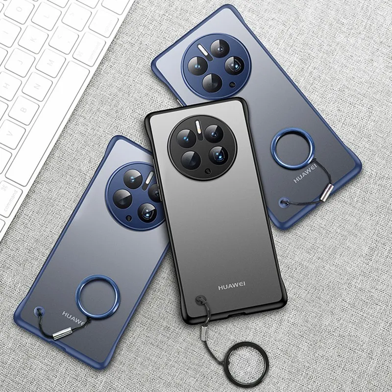 Funda translúcida sin marco para Huawei Mate 50 Pro, 50RS, 40, 30, 20, Mate, PC, protección dura, cubierta trasera fina, anillo - imagen 3